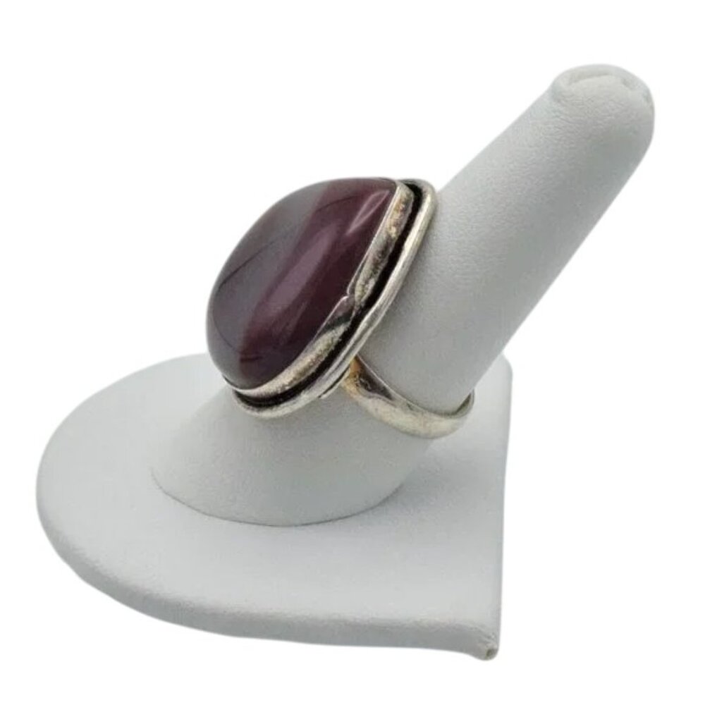 Vintage Sterling Silver & Hyacinth Jasper Ring Teardrop Purple - Picture 3 of 6